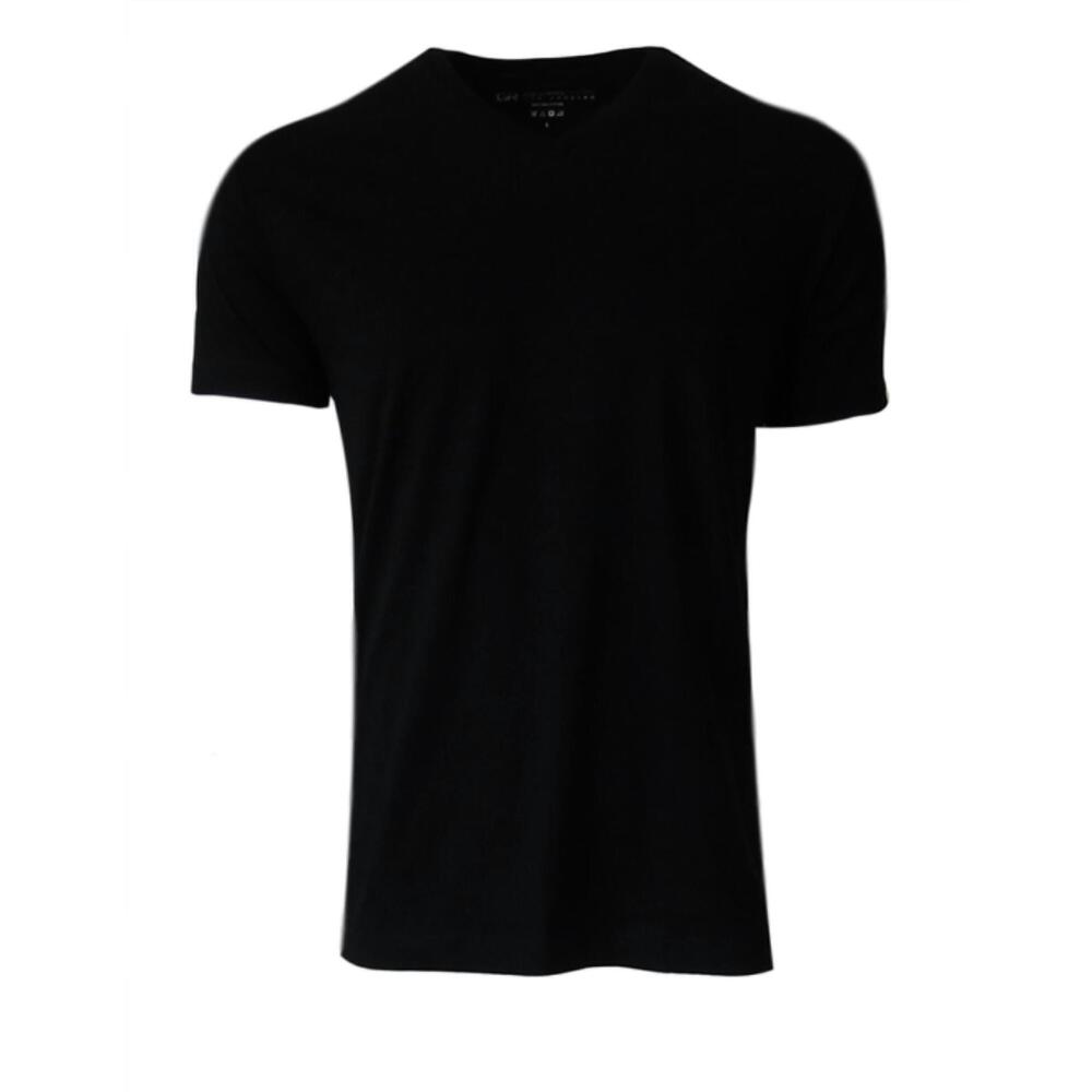 NEW GEORGE ROTH men's short sleeve pima cotton v-neck tee in black
